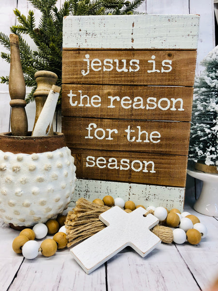 Jesus is the Reason for the Season-Slatted-Box Sign