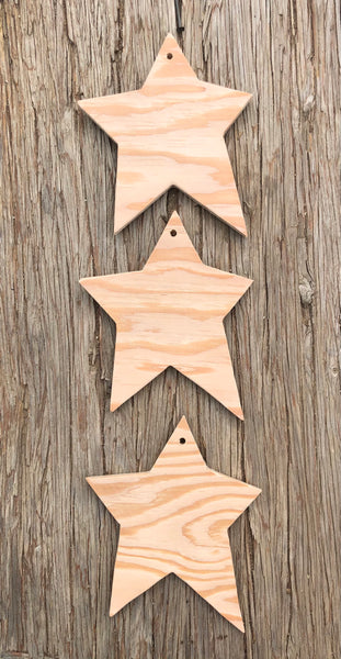 3 Star Ornament Wood Pack
