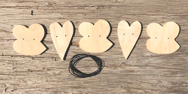 Bee and Heart Garland Unfinished Wood Kit