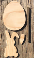 Bunny and Egg Garden Stake Unfinished Wood Pack