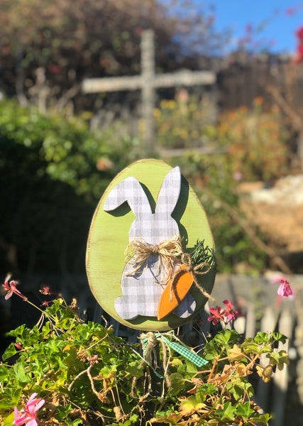 Bunny and Egg Garden Stake Unfinished Wood Pack