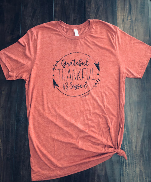Grateful-Thankful-Blessed-Graphic Tee