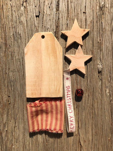 Reindeer Tag Ornament Unfinished Wood Kit
